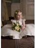 Ivory Satin Polka Dots Tulle Knee Length Flower Girl Dress Ivory Satin Polka Dots Tulle Knee Length Flower Girl Dress